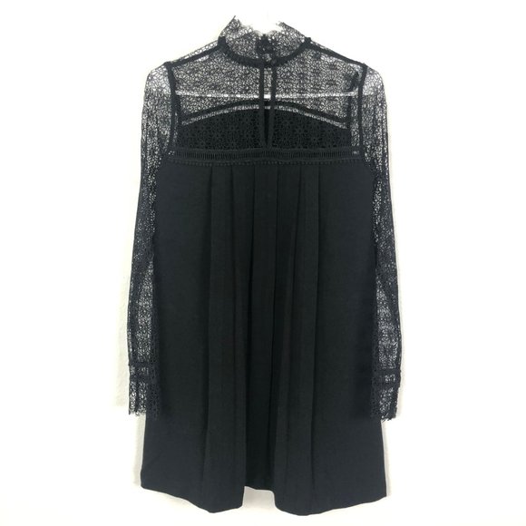 Storia High Neck Laced Black Dress - Picture 5 of 8